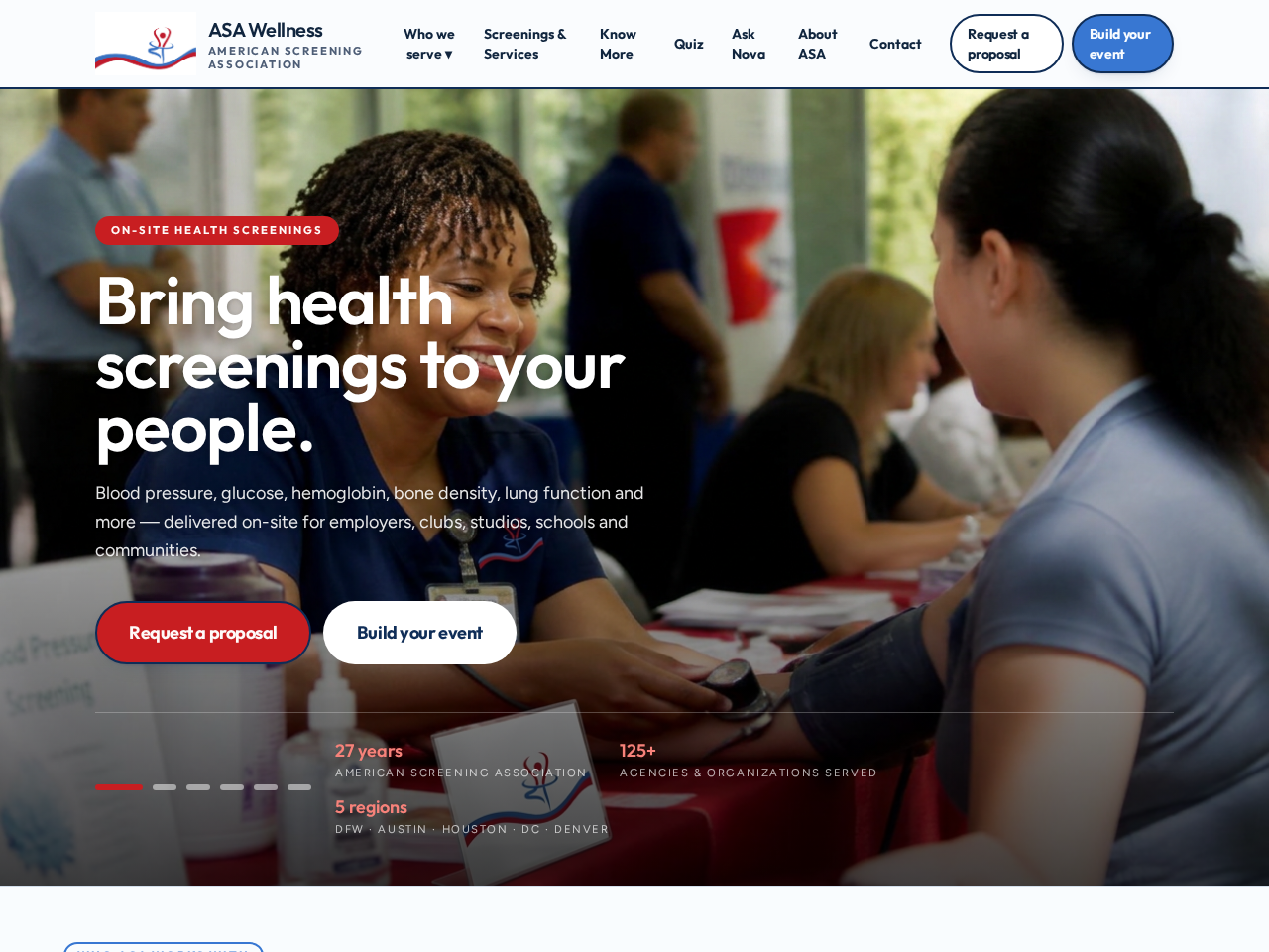 ASA Wellness health screening website preview